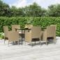Preview: ARDEBO.de - 7-tlg. Garten-Essgruppe mit Kissen Beige und Schwarz