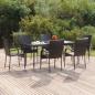 Preview: ARDEBO.de - 7-tlg. Garten-Essgruppe Schwarz Poly Rattan