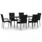Preview: 7-tlg. Garten-Essgruppe Schwarz Poly Rattan