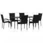 Preview: 7-tlg. Garten-Essgruppe Schwarz Poly Rattan