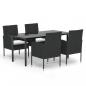 Preview: 5-tlg. Garten-Essgruppe mit Kissen Schwarz Poly Rattan