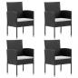 Preview: 5-tlg. Garten-Essgruppe mit Kissen Schwarz Poly Rattan