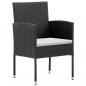 Preview: 5-tlg. Garten-Essgruppe mit Kissen Schwarz Poly Rattan
