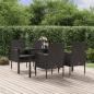 Preview: ARDEBO.de - 5-tlg. Garten-Essgruppe mit Kissen Schwarz Poly Rattan