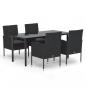 Preview: 5-tlg. Garten-Essgruppe mit Kissen Schwarz Poly Rattan