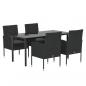 Preview: 5-tlg. Garten-Essgruppe mit Kissen Schwarz Poly Rattan