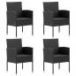 Preview: 5-tlg. Garten-Essgruppe mit Kissen Schwarz Poly Rattan