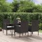 Preview: ARDEBO.de - 5-tlg. Garten-Essgruppe mit Kissen Schwarz Poly Rattan