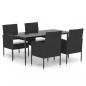 Preview: 5-tlg. Garten-Essgruppe mit Kissen Schwarz Poly Rattan