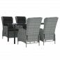 Preview: 5-tlg. Garten-Essgruppe Hellgrau Poly Rattan