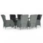 Preview: 7-tlg. Garten-Essgruppe Hellgrau Poly Rattan