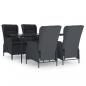 Preview: 5-tlg. Garten-Essgruppe Dunkelgrau Poly Rattan