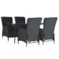 Preview: 5-tlg. Garten-Essgruppe Dunkelgrau Poly Rattan