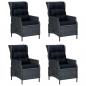 Preview: 5-tlg. Garten-Essgruppe Dunkelgrau Poly Rattan