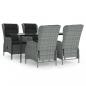 Preview: 5-tlg. Garten-Essgruppe Hellgrau Poly Rattan