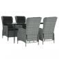 Preview: 5-tlg. Garten-Essgruppe Hellgrau Poly Rattan