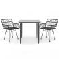 Preview: 3-tlg. Garten-Essgruppe Schwarz Poly Rattan