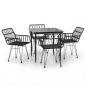 Preview: 5-tlg. Garten-Essgruppe Schwarz Poly Rattan