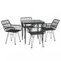 Preview: 5-tlg. Garten-Essgruppe Schwarz Poly Rattan