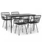 Preview: 5-tlg. Garten-Essgruppe Schwarz Poly Rattan