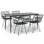 Preview: 5-tlg. Garten-Essgruppe Schwarz Poly Rattan