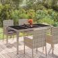 Preview: ARDEBO.de - Gartentisch mit Glasplatte Grau 150x90x75 cm Poly Rattan