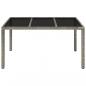Preview: Gartentisch mit Glasplatte Grau 150x90x75 cm Poly Rattan
