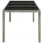 Preview: Gartentisch mit Glasplatte Grau 150x90x75 cm Poly Rattan
