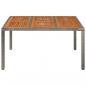 Preview: Gartentisch mit Holzplatte Grau 150x90x75 cm Poly Rattan