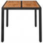 Preview: Gartentisch mit Holzplatte Schwarz 90x90x75 cm Poly Rattan