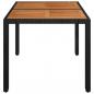 Preview: Gartentisch mit Holzplatte Schwarz 90x90x75 cm Poly Rattan