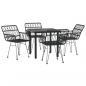 Preview: 5-tlg. Garten-Essgruppe Schwarz Poly Rattan