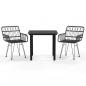 Preview: 3-tlg. Garten-Essgruppe Schwarz Poly Rattan