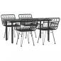 Preview: 5-tlg. Garten-Essgruppe Schwarz Poly Rattan