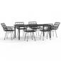 Preview: 7-tlg. Garten-Essgruppe Schwarz Poly Rattan
