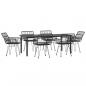 Preview: 7-tlg. Garten-Essgruppe Schwarz Poly Rattan