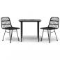 Preview: 3-tlg. Garten-Essgruppe Schwarz Poly Rattan
