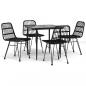 Preview: 5-tlg. Garten-Essgruppe Schwarz Poly Rattan