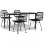 Preview: 5-tlg. Garten-Essgruppe Schwarz Poly Rattan
