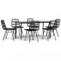 Preview: 7-tlg. Garten-Essgruppe Schwarz Poly Rattan