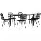 Preview: 7-tlg. Garten-Essgruppe Schwarz Poly Rattan