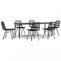 Preview: 7-tlg. Garten-Essgruppe Schwarz Poly Rattan