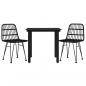 Preview: 3-tlg. Garten-Essgruppe Schwarz Poly Rattan