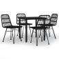 Preview: 5-tlg. Garten-Essgruppe Schwarz Poly Rattan