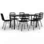 Preview: 7-tlg. Garten-Essgruppe Schwarz Poly Rattan
