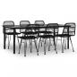 Preview: 7-tlg. Garten-Essgruppe Schwarz Poly Rattan