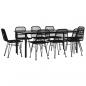 Preview: 9-tlg. Garten-Essgruppe Schwarz Poly Rattan