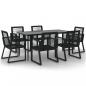 Preview: 7-tlg. Garten-Essgruppe Schwarz PVC-Rattan