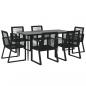 Preview: 7-tlg. Garten-Essgruppe Schwarz PVC-Rattan