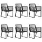 Preview: 7-tlg. Garten-Essgruppe Schwarz PVC-Rattan